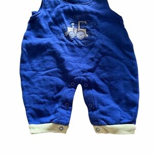 Chic Blue Kids Bodysuit with Train Embroidery